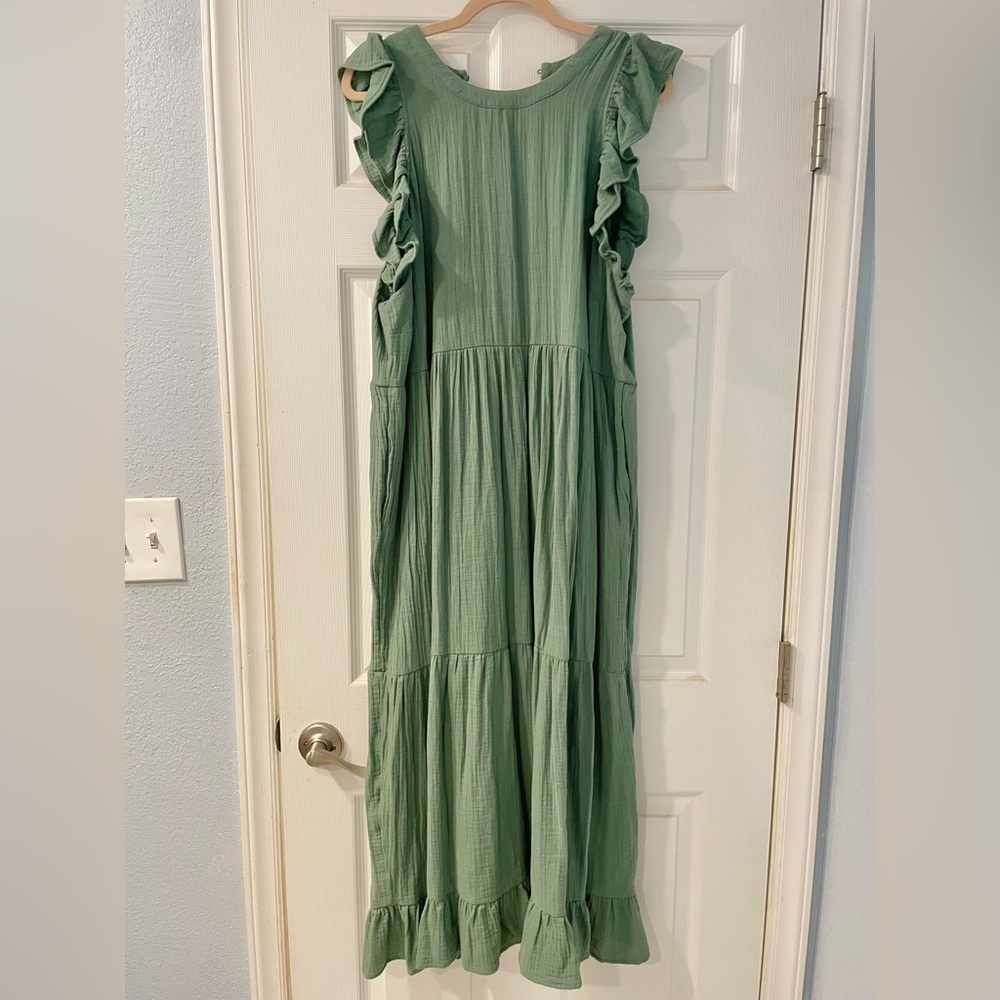 Universal Thread Flutter Sleeve Tiered Gauze Maxi